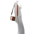 Vintage Canvas Web Shoulder Bag Sand Cuir