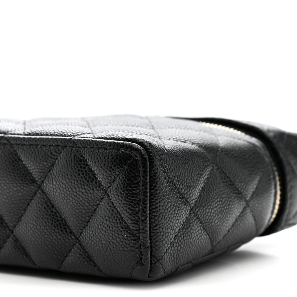 Caviar Quilted Top Handle Slim Vanity With Chain Black