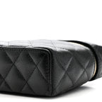 Caviar Quilted Top Handle Slim Vanity With Chain Black