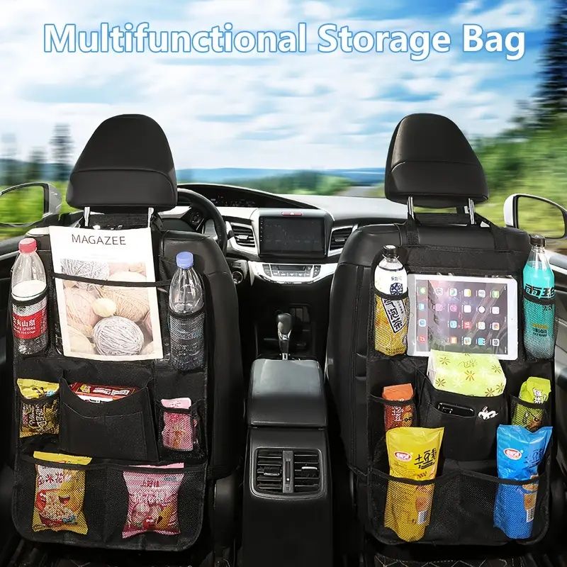 Car Front Seat Organizer | US Quality, Multi-Compartment Storage for Tablets, Laptops, Water Bottles, Fashion Glasses - Fit for All Vehicles,