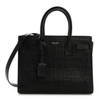Calfskin Crocodile Embossed Baby Sac De Jour Black