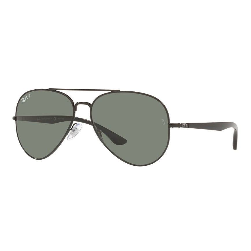 Ray-Ban Aviator Black Green Polarized Sunglasses RB3675