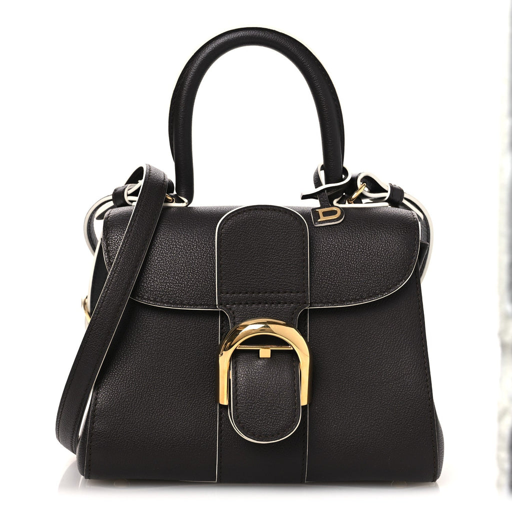 Grained Calfskin Bi-Color Brillant Mini Satchel Black