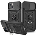 Kickstand Ring Holder With Slide Camera Cover Tpu Magnetic Car Mount For Apple Iphone 13 In Black