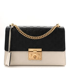Guccissima Medium Padlock Shoulder Bag Black Mystic White