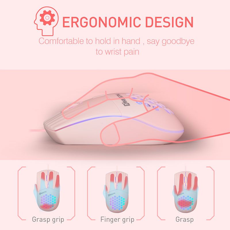 Type C Wired Mouse 1600 DPI RGB Backlit Mice Honeycomb Gaming Mause for Computer iPad Mac Tablet Macbook Air Laptop PC
