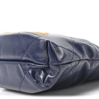 Shiny Calfskin Quilted Mini Chanel 22 Navy Blue