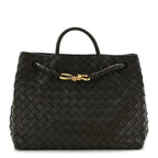 Nappa Intrecciato Medium Andiamo Shoulder Bag Kaki