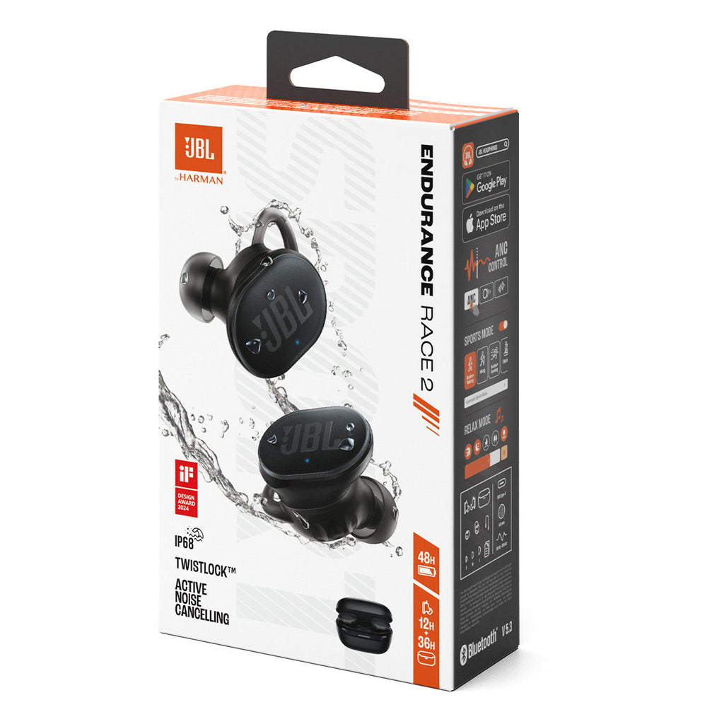 JBL Endurance Race 2 True Wireless Sport Earbuds Bundle with gSport Case (Black)
