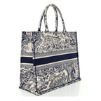 Canvas Embroidered Large Dioriviera Toile De Jouy Book Tote Blue