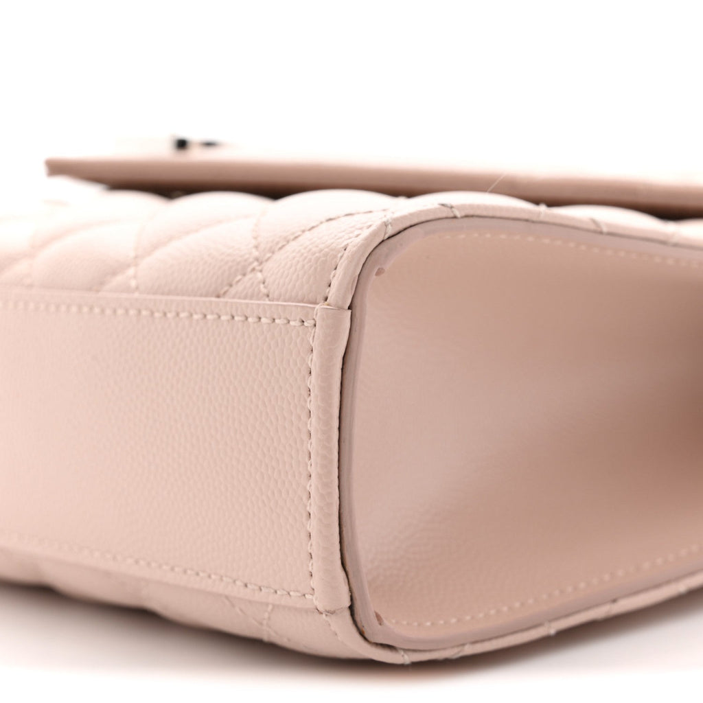 Grain De Poudre Textured Mixed Matelasse Medium Triquilt Monogram Satchel Marble Pink