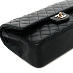Lambskin Quilted Medium Double Flap Black