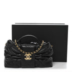 Lambskin Quilted Mini Bow Bag Black