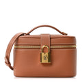 Grained Calfskin Low Key Vanity Pouch Cognac
