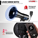 Megaphone 50W Bluetooth Rechargeable Portable Bullhorn 1100 Yard Glosssy