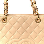Caviar Quilted Petit Shopping Tote PST Beige Clair