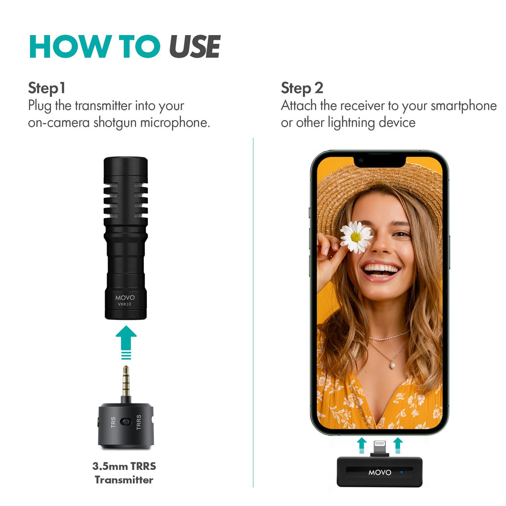 Movo WM-VXR10 Wireless Mic Adapter for Lightning