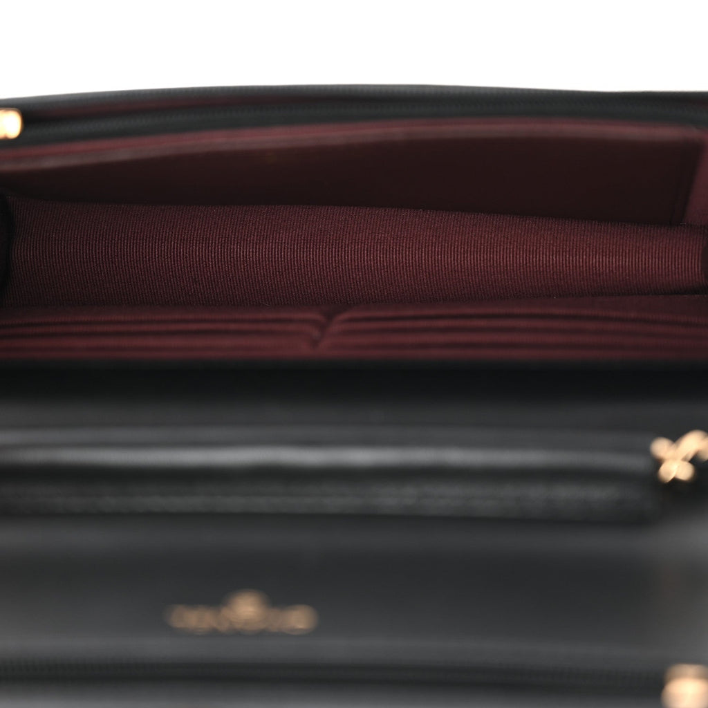 Lambskin Quilted Wallet On Chain WOC Black