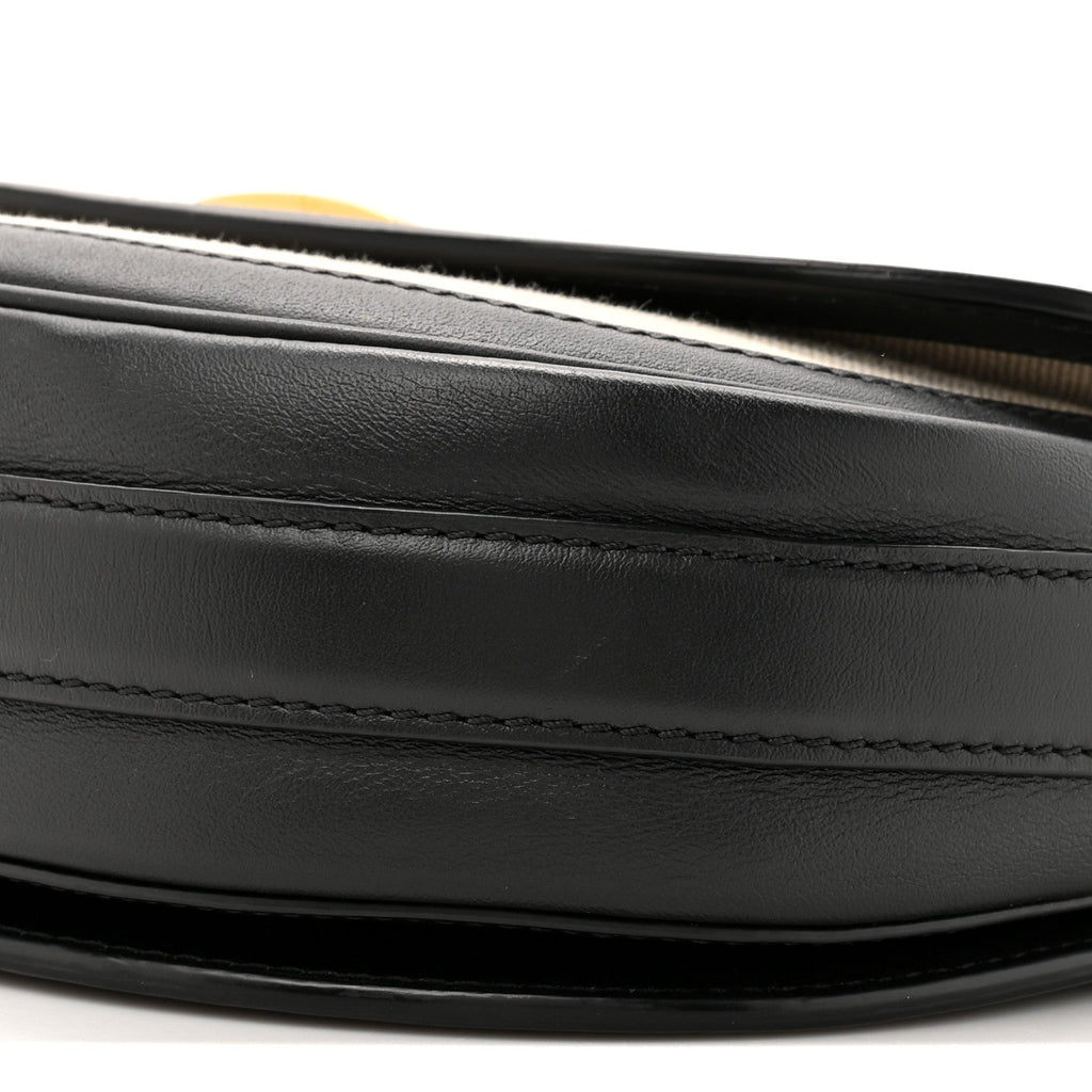Calfskin Linen Small Travia Crossbody Black