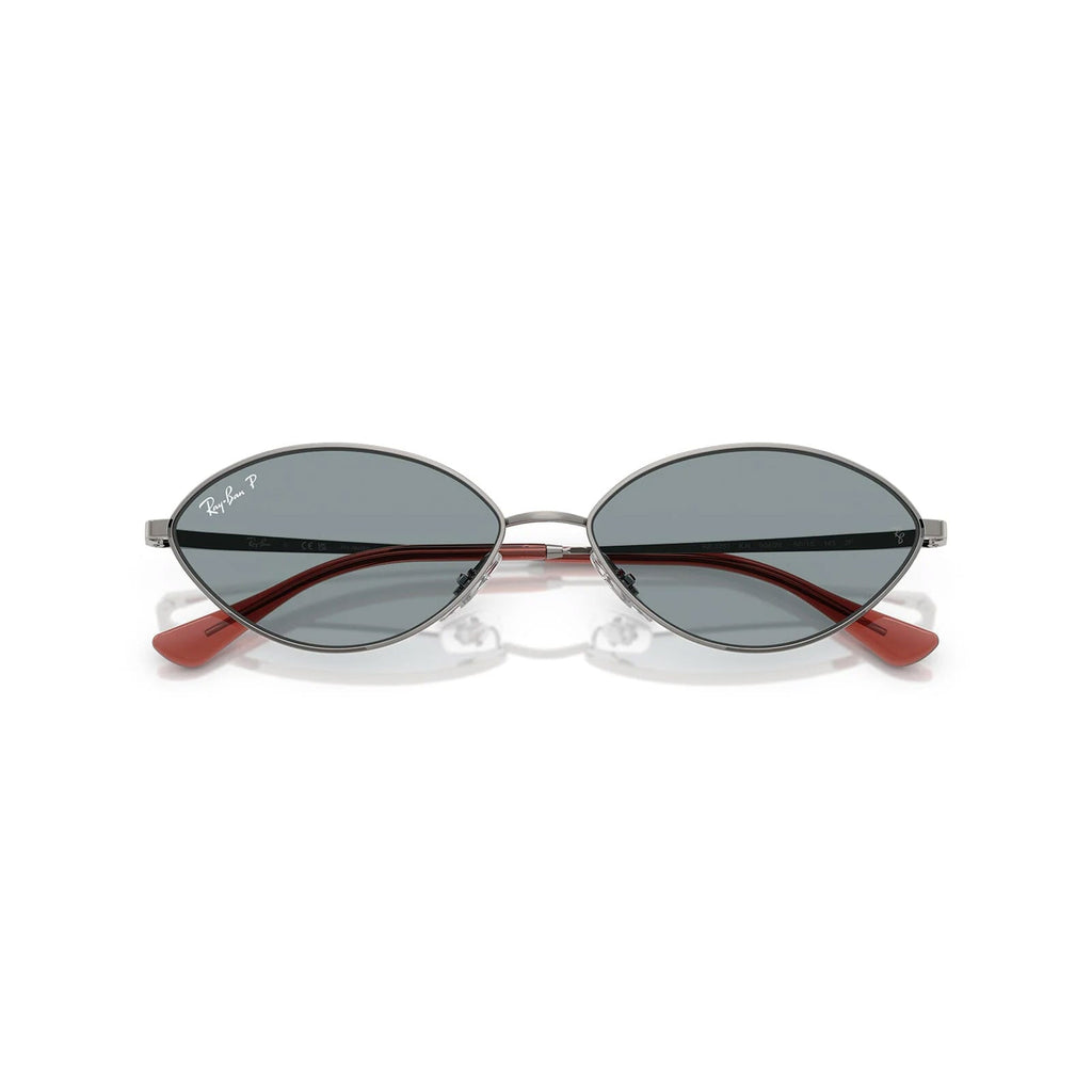 Ray-Ban Kai Bio-Based Grey Blue Polarised Oval Sunglasses RB3757