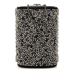 Crystal Calfskin Minaudiere Clutch Black