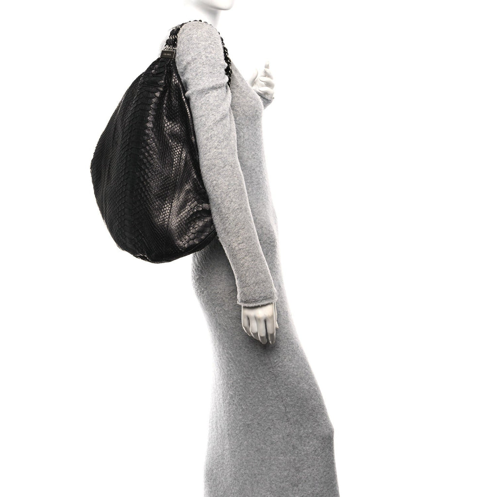 Snakeskin Rock and Chain Hobo Black