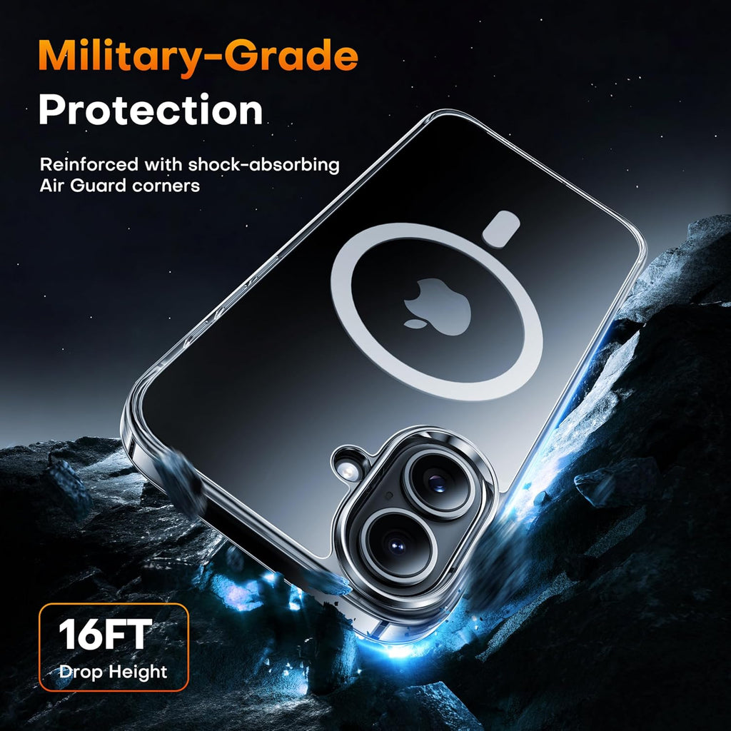 Entronix [Magnetic] Case Compatible with iPhone 16 - [Hard Back] Thick Clear