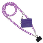 Women's Clip & Go Phone Purse Crossbody Ice Chain Strap Zippered Pouch In Frosted Purple