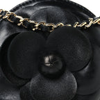 Lambskin Mini Camellia Bouquet Clutch With Chain Black