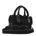 Baby Daim Suede Gold Metallic Edge Hardware Mini City Black