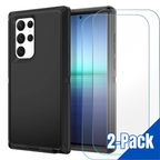 Entronix Bundle Compatible with Galaxy S22 Ultra - Heavy Duty Case & 2 Clear Screen Protectors