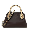 Grainy Calfskin Snakeskin Small Milton Satchel  Brown Natural