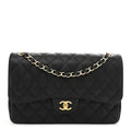 Caviar Quilted Jumbo Double Flap Black