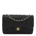 Caviar Quilted Jumbo Double Flap Black