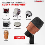 Tom Mic Wired Cardioid Bass Drum Microphone Kit High SPL Instrument Microfono w XLR Connection-  Tom XP COPPEREX