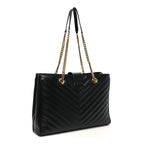 Grain De Poudre Matelasse Chevron Monogram Shopping Bag Black