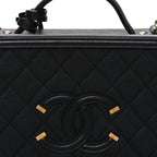 Caviar Quilted Large CC Filigree Vanity Case Black