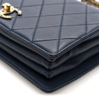 Lambskin Quilted Small Art Nouvelle Flap Bag Navy