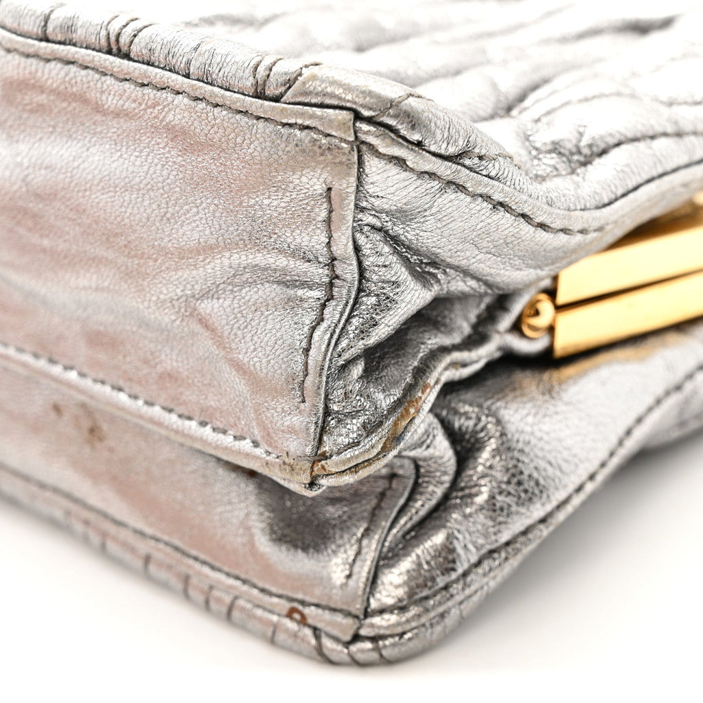 Metallic Matelasse Lux Mini Crossbody Tote Cromo