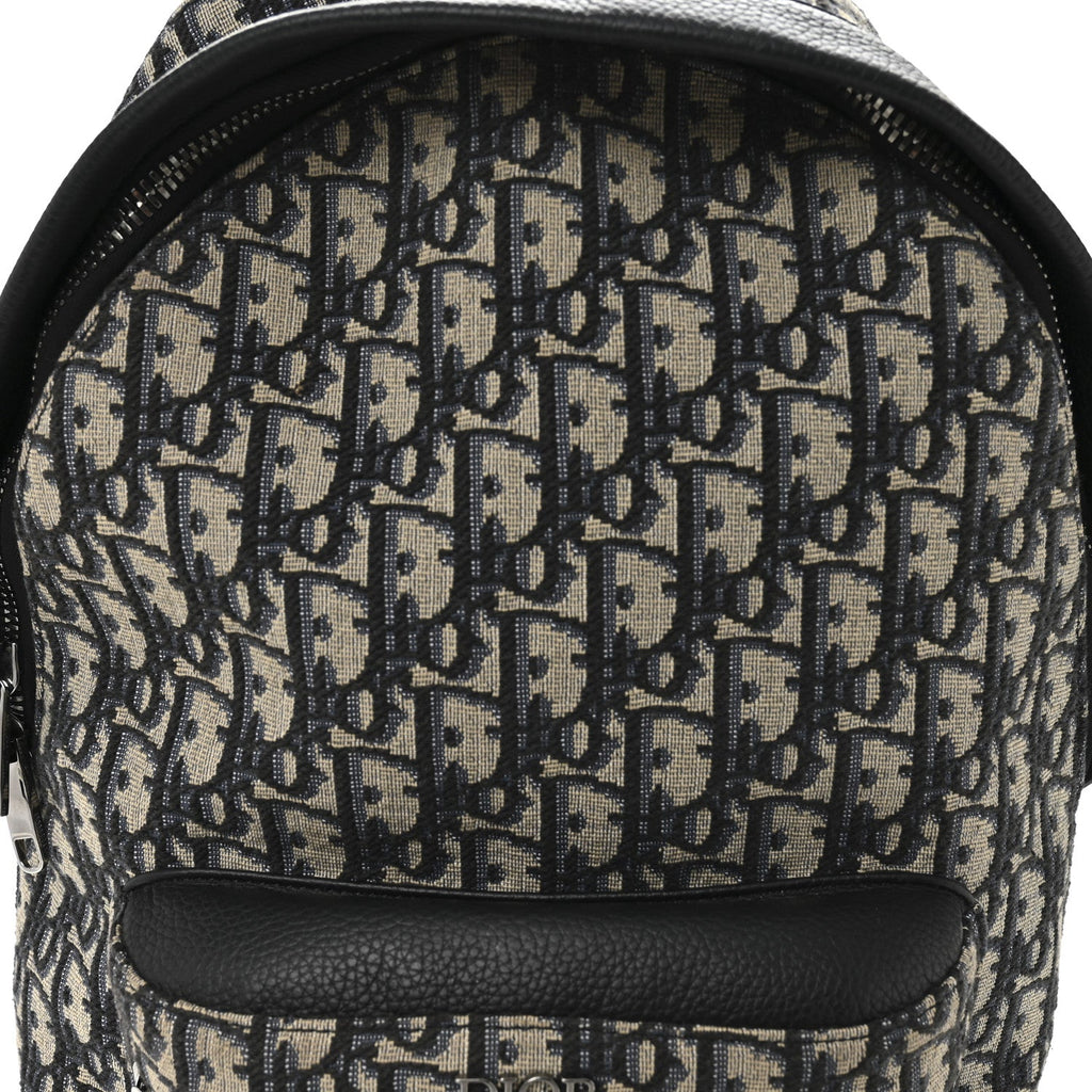 Oblique Calfskin Rider Kid's Backpack Beige Black