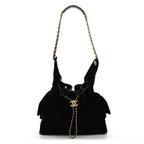 Suede Quilted Medium Chanel 25 Handbag Black
