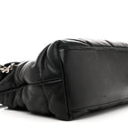 Lambskin Quilted Medium Loulou Puffer Monogram Chain Satchel Black