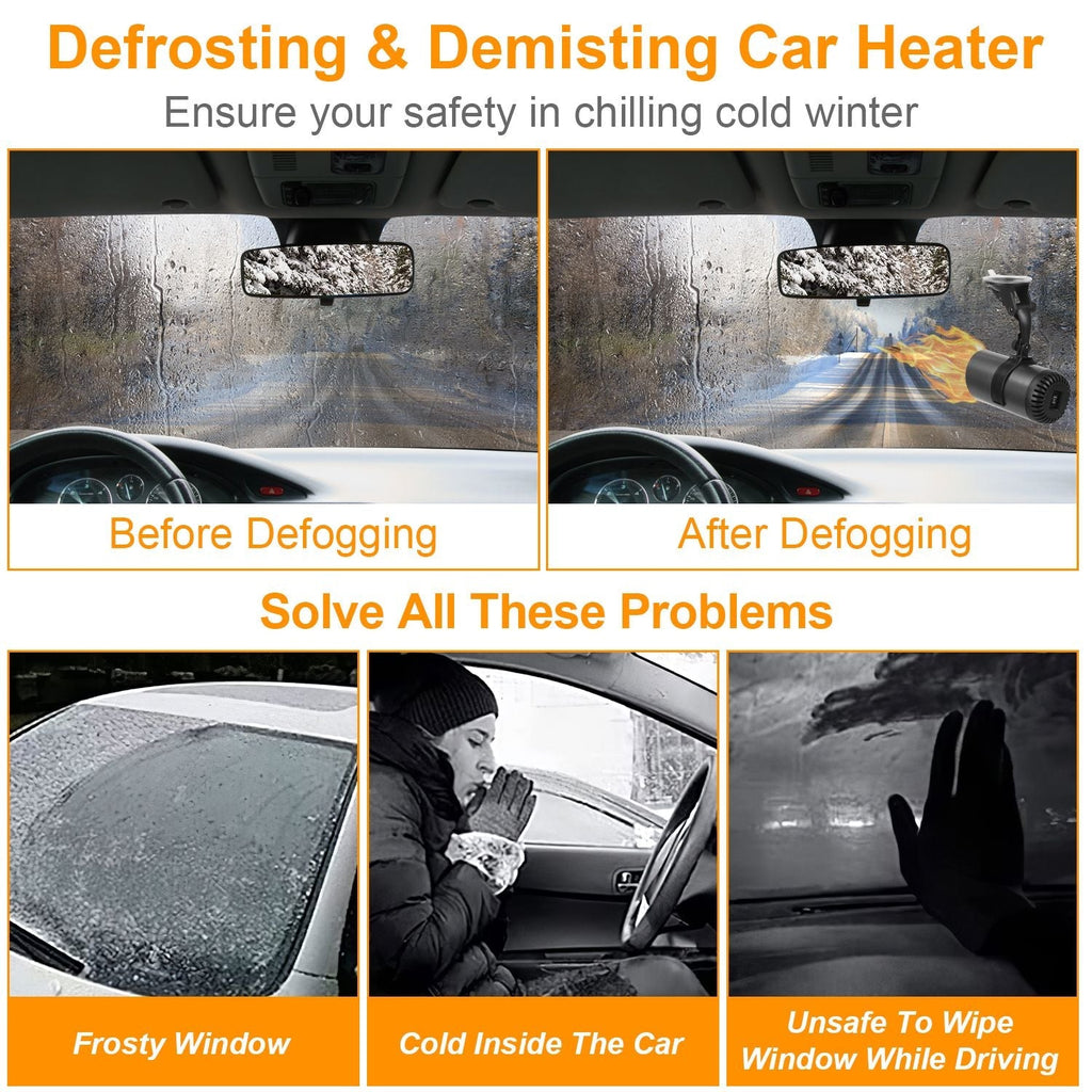 24V 150W Portable Car Heater 2 In 1 Heating Cooling Fan Rotatable Demister Defroster with 4.92ft Cord