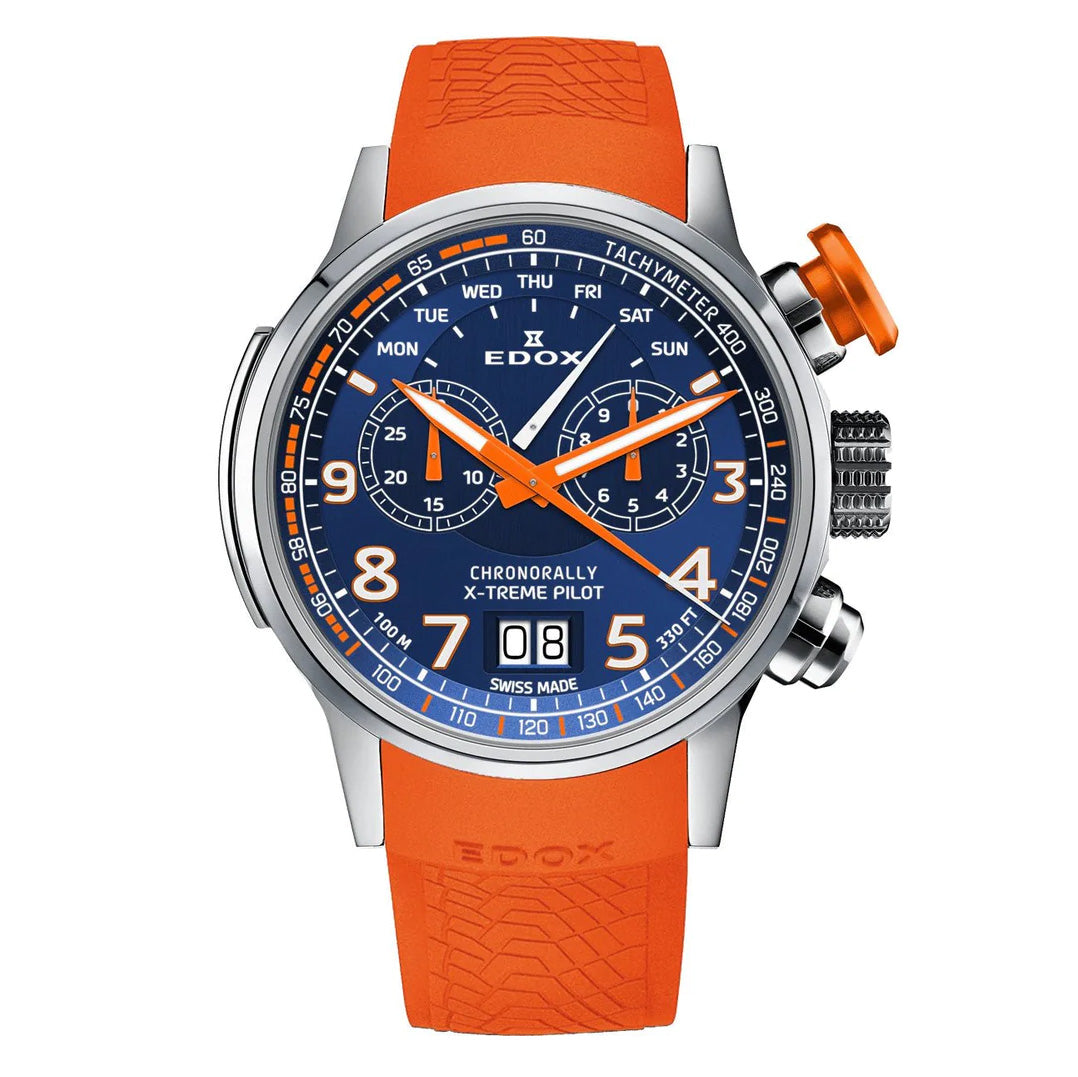 Edox Men's Watch Chronorally Chronograph Orange