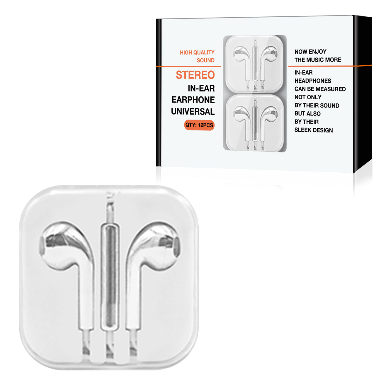 3.5Mm Circular Earbuds With Mic And Volume Control In Silver (12Pcs)