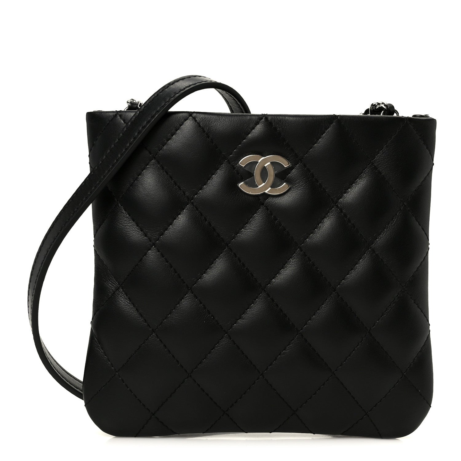 Lambskin Quilted Uniform Crossbody Bag Black