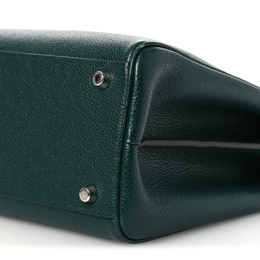 Grainy Calfskin Medium Zumi Top Handle Bag Vintage Green