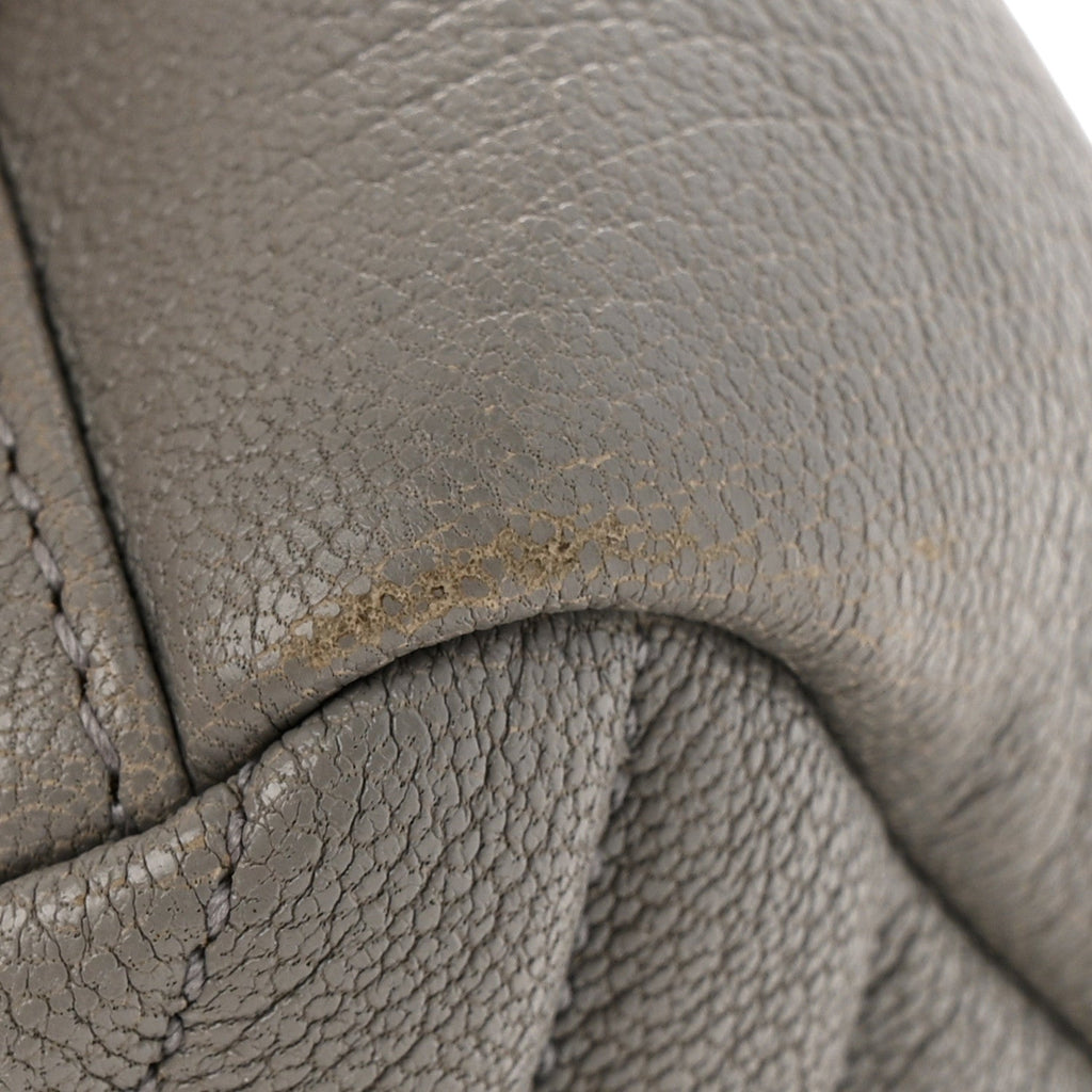 Sheepskin Matelasse Chevron Monogram Medium College Bag Granite