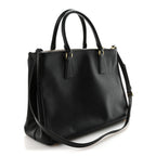 Saffiano Lux Large Galleria Double Zip Tote Black
