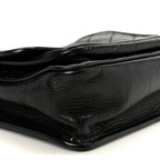 Crinkled Calfskin Matelasse Monogram Baby Niki Chain Satchel Black